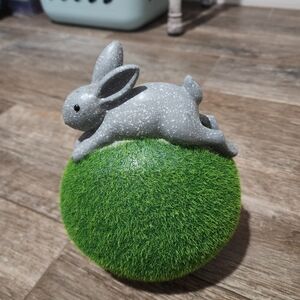 Decorative Grey Rabbit On Grass Ball- Easter Decor